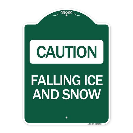 SIGNMISSION Designer Series Falling Ice and Snow, Green & White Aluminum Sign, 18" H, GW-1824-24286 A-DES-GW-1824-24286